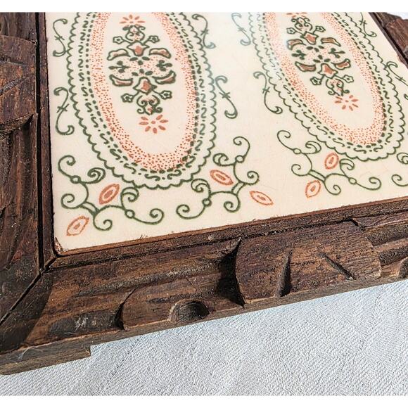 Orion Monterey Mexico Hand Carved Wood & Tile Hot Plate Trivet/Decorative Tile - Picture 2 of 5